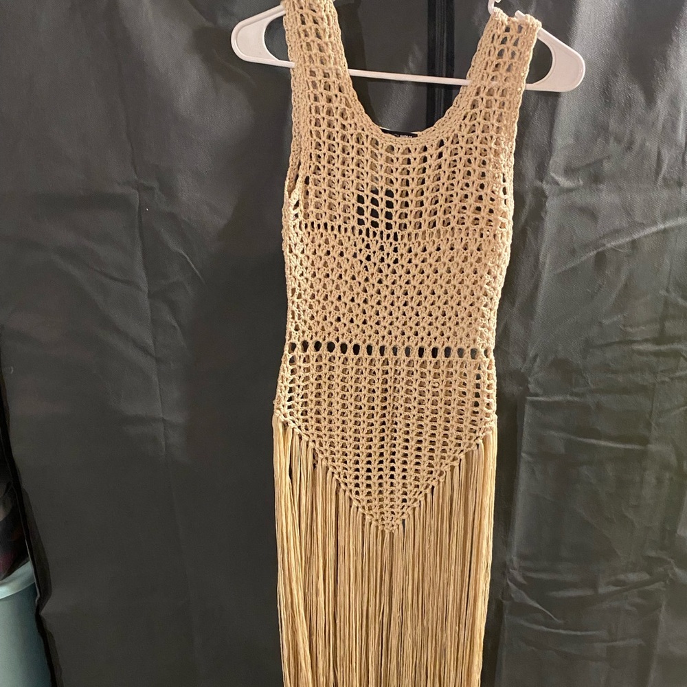 fashion nova beach date night crochet cover up dress never worn size small